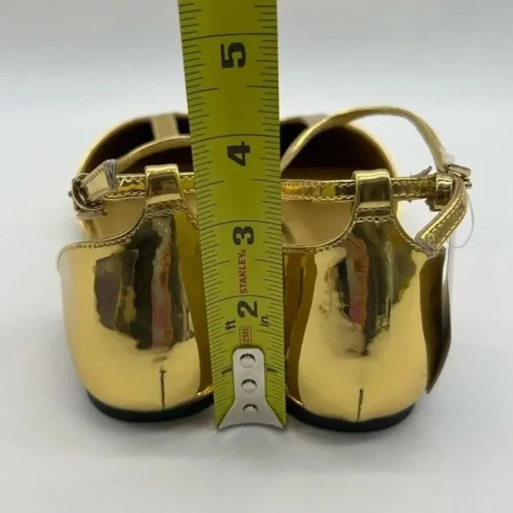 Worthington Kendie Gold Metallic Flats Women’s Size 8.5 Pointed Toe Ankle Strap